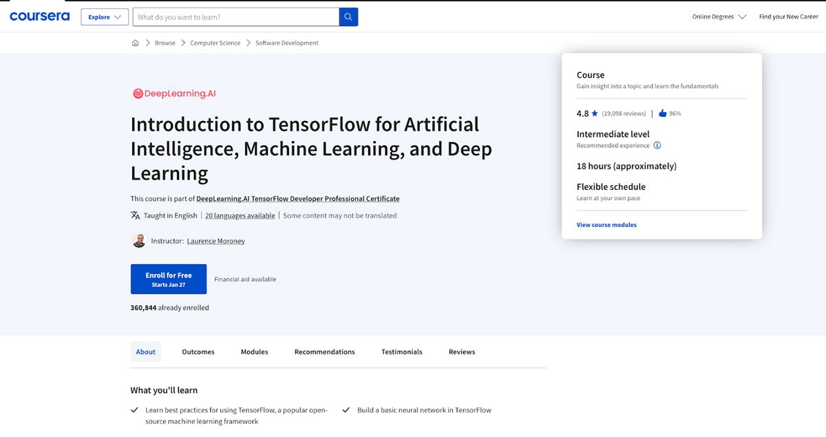 Introduction to TensorFlow for Artificial Intelligence, Machine Learning, and Deep Learning
