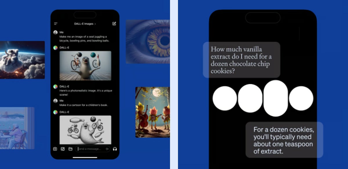 Some of the most useful features in ChatGPT's latest iteration allow users to generate imagery with built-in support from DALL-E 3; they can also chat with ChatGPT via voice commands.
