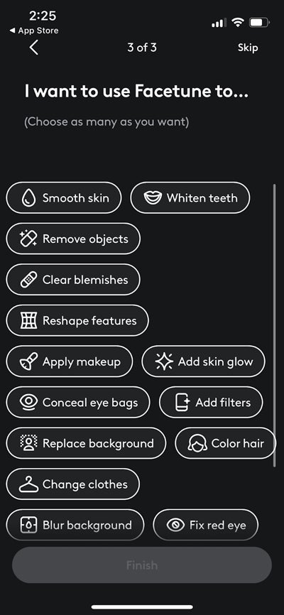 Facetune screenshot.