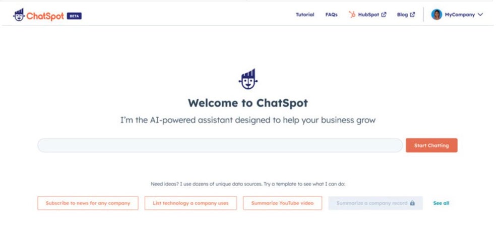 ChatSpot screenshot.